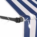 vidaXL Ručne zaťahovacia markíza s LED 400 cm, modro biela
