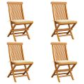 vidaXL Skladacie stoličky s krémovými vankúšmi, 4 ks, masívne teakové drevo