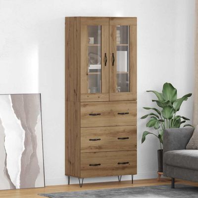 vidaXL Highboard Remeselný dub 69,5 x 34 x 90 cm Kompozitné drevo