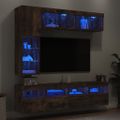 vidaXL 7-dielna súprava TV nástenných skriniek s LED dymový dub