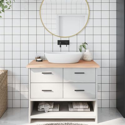vidaXL Kúpeľňová doska 100x60x(2-4) cm neošetrený masív