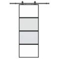 vidaXL Posuvné dvere s kovaním čierne 76x205 cm tvrdené sklo