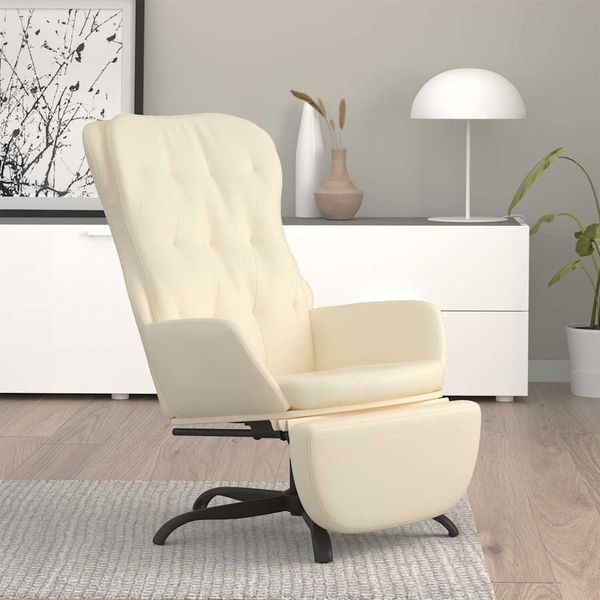 vidaXL Relaxačné kreslo s podnožkou krémové umelá koža