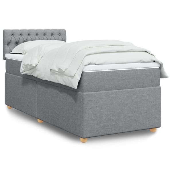 vidaXL Posteľný rám boxsping s matracom bledosivý 90x190 cm látka