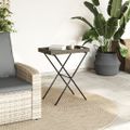 vidaXL Skladací stolík s podnosom sivý 65x40x75 cm polyratan