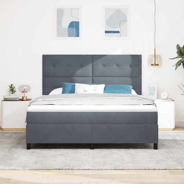 vidaXL Posteľ s pružinovým rámom Tmavo šedá 180 x 200 cm Zamat
