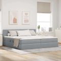 vidaXL Postel s úložným prostorem a matrací Svetlosivá 200 x 200 cm