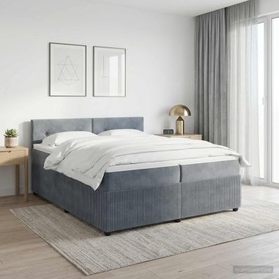 vidaXL Posteľ boxspring s matracom Tmavosivá 200 x 200 cm Zamat