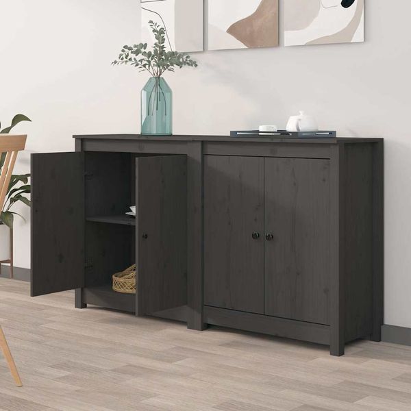 vidaXL Komody 2 ks sivé 70x35x80 cm masívna borovica