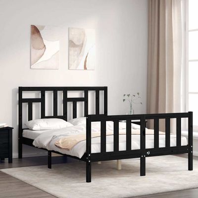vidaXL Rám postele s čelom čierny 140x190 cm masívne drevo