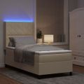vidaXL LED box s pružinami s čelnou doskou Krémová 100 x 200 cm látka