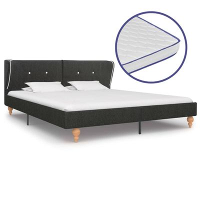 vidaXL Posteľ s matracom z pamäťovej peny tmavosivá 160x200 cm jutová