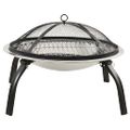 vidaXL 2 v 1 ohnisko s grilom a kutáčom 56x56x49 cm nehrdzavejúca oceľ