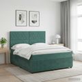 vidaXL LED boxspring posteľ s matracom Tmavozelená 140 x 190 cm Zamat