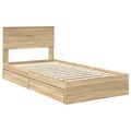 vidaXL Úložná posteľ Sonoma dub 100 x 200 cm Kompozitné drevo