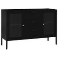 vidaXL Komoda čierna 105x35x70 cm oceľ a tvrdené sklo