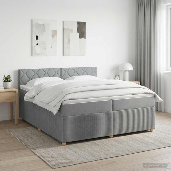 vidaXL Posteľ boxspring s matracom Svetlosivá 200 x 200 cm Látka