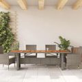 vidaXL Záhradný stôl s akáciovou doskou sivý 240x90x75 cm polyratan