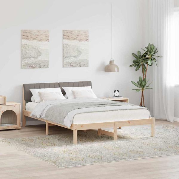vidaXL Rám postele Hnedá a taupe 135 x 190 cm Borovicový masív