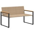 vidaXL lavička Bežová a smotanovo biela 115 x 65 x 72 cm Ratan