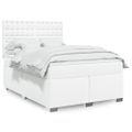 vidaXL Boxspring posteľ s matracom biela 140x200 cm umelá koža