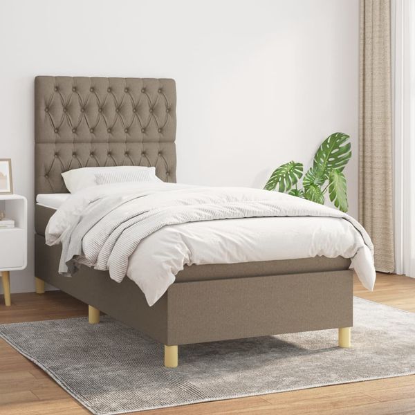 vidaXL Posteľný rám boxsping s matracom sivohnedý 90x200 cm látka