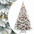 vidaXL Umelý vianočný stromček s 300 LED-i Biela 180 cm PE a PVC
