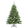 vidaXL Umelý vianočný stromček s 150 LED-i Zelená 150 cm PE a PVC