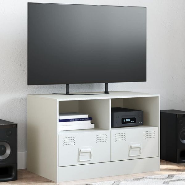 vidaXL TV skrinka biela 67x39x44 cm oceľ