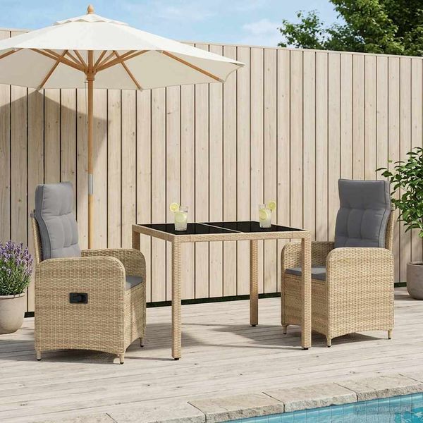 vidaXL Záhradná jedálenská súprava 3 pcs Beige a svetlo šedá