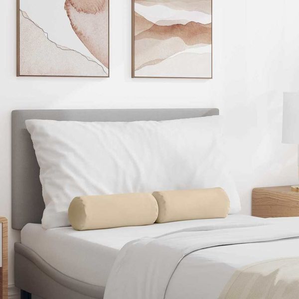 vidaXL Podložkové vankúše 2 pcs Krémová Ø 15 x 40 cm Mikrovlákno