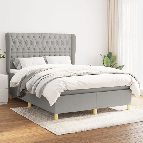 vidaXL Boxspring posteľ s matracom bledosivá 140x200 cm látka