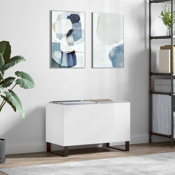 vidaXL Skrinka na platne lesklá biela 74,5x38x48 cm kompozitné drevo