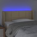 vidaXL Čelo postele s LED krémové 93x16x78/88 cm látka