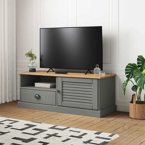 vidaXL TV skrinka VIGO sivá 106x40x40 cm masívna borovica