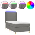 vidaXL Posteľ boxsping s matracom a LED tmavosivá 80x200 cm látka