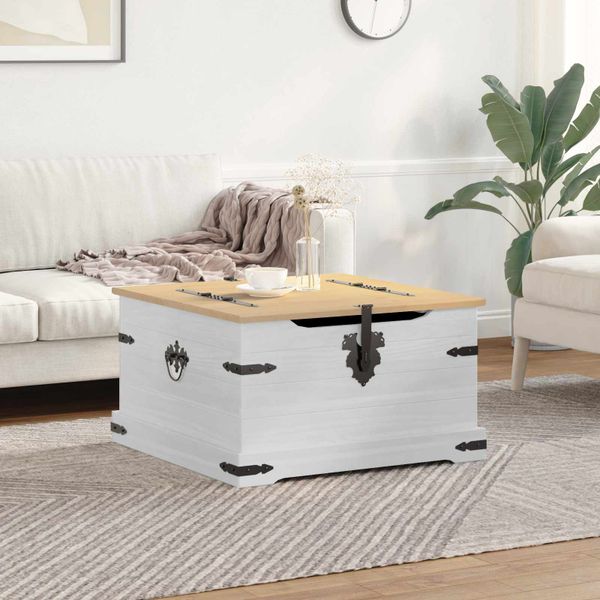 vidaXL storage box Biela 78 x 78 x 45 cm Masívne borovicové drevo