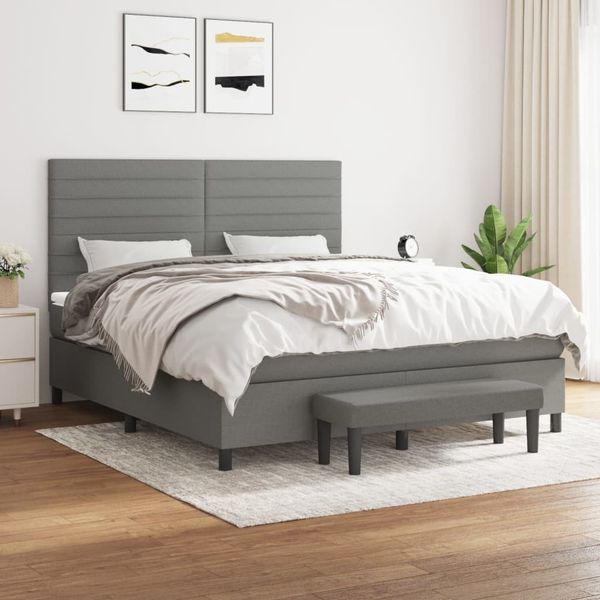 vidaXL Boxspring posteľ s matracom tmavosivá 180x200 cm látka