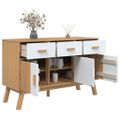 vidaXL Komoda OLDEN, bielo hnedá 114x43x73,5 cm, borovicový masív