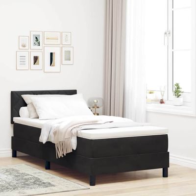 vidaXL Posteľ s pružinovým rámom Čierna 90 x 200 cm Zamat