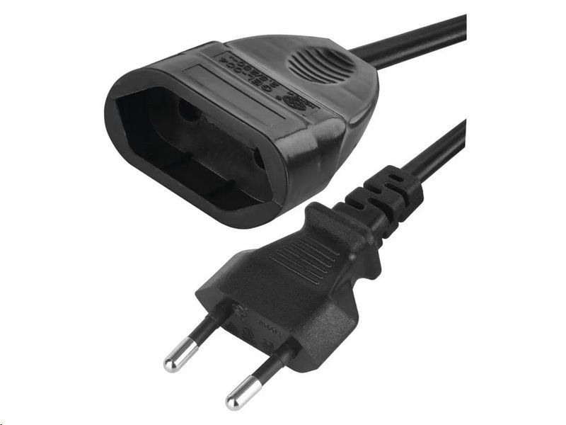 Dvojžilový pohyblivý prívod EMOS PC01301 / 1,5 m / 1 zásuvka / čierna / PVC / 0,75 mm2