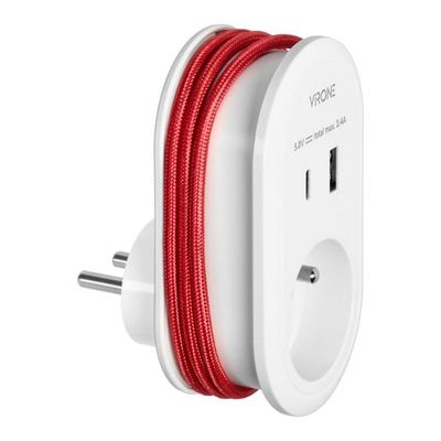 Adaptér ORNO VIRONE CS-2 230V s USB-C+A nabíjačkou a káblom USB-C + Lightning