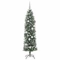 vidaXL Umelý chudý vianočný strom Zelená a biela 180 cm
