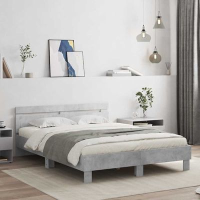 vidaXL Posteľný rám s čelom betónovo sivý 140x190 cm kompozitné drevo