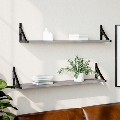 vidaXL Nástenné police 2 ks sivé sonoma 80x15x15,5 cm kompozitné drevo