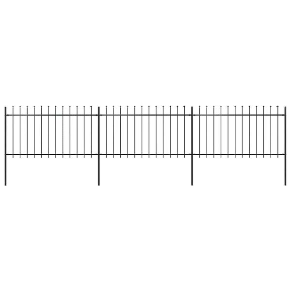 vidaXL Záhradný plot s vrchnou časťou z ocele 537x100 cm čierny