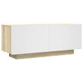 vidaXL TV skrinka biela a dub sonoma 100x35x40 cm drevotrieska