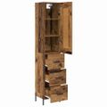vidaXL Highboard Staré drevo 34,5 x 34 x 180 cm Kompozitné drevo