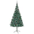 vidaXL Umelý vianočný stromček s 300 LED-i Zelená 210 cm PVC a oceľ