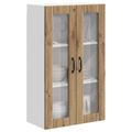 vidaXL Nástenný sklenený kabinet LUCCA Dub artisan 60 x 31 x 100 cm